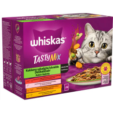 Whiskas 1+ Tasty Mix Kokin Valinta 12 x 85 g kastikkeessa kissan märkäruoka