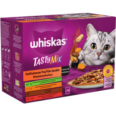 Whiskas 1+ Tasty Mix Maalaissekoitus 12 x 85 g kastikkeessa kissan märkäruoka