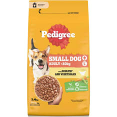 Pedigree 1,4 kg Small <10kg Siipikarjaa ja kasviksia