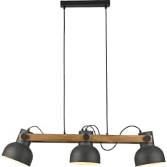 Pendant lamp JustLight Cup2.0 3-piece matte black/wood