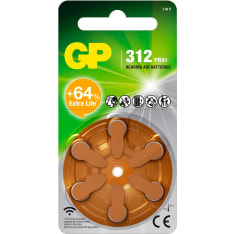GP Hearing Aid Battery ZA312/PR41 6-pack
