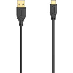 Hama Cable USB-C Flexi-Slim USB-A-USB-C Gold Black 0.75m latausjohto