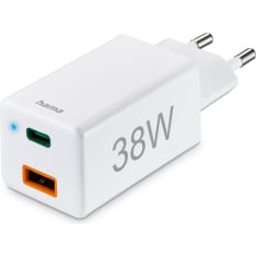 Hama USB-C + USB-A Qualcomm 3.0 38W valkoinen Mini-laturi