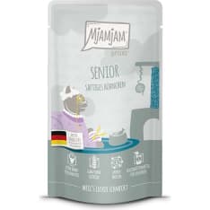 MjAMjAM Quetschie Mono Seniori kana 125 g kissan viljaton märkäruoka