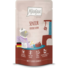 MjAMjAM Quetschie Mono Seniori nauta 125 g kissan viljaton märkäruoka