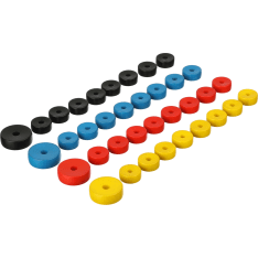 Koronapel's wooden four-color puck set (4+32pcs)