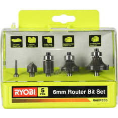 Ryobi RAKRBS5 6mm 5-piece router bit set