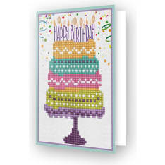 Diamond Dotz Happy Birthday Cake onnittelukortti timanttityö
