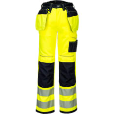 Portwest T501 yellow/black hivis hanging pocket work pants