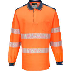 Portwest T184 oranssi/sininen pitkähihainen Hi-Vis poolopaita