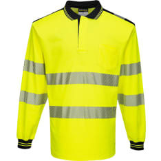 Portwest T184 keltainen/musta pitkähihainen Hi-Vis poolopaita