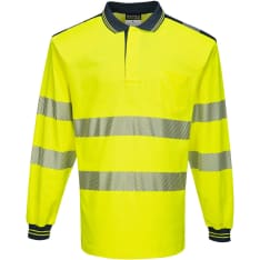 Portwest T184 Yellow/Blue Long Sleeve Hi-Vis Polo Shirt