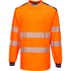 Portwest T185 oranssi/sininen Hi-Vis pitkähihainen t-paita