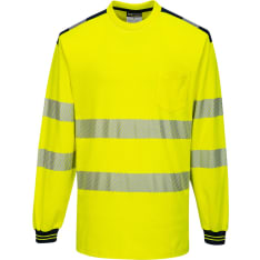 Portwest T185 keltainen/musta Hi-Vis pitkähihainen t-paita