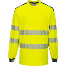 Portwest T185 keltainen/sininen Hi-Vis pitkähihainen t-paita