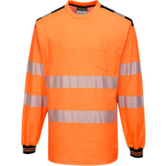 Portwest T185 oranssi/musta Hi-Vis pitkähihainen t-paita