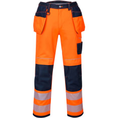 Portwest T501 orange/blue hivis hanging pocket work trousers