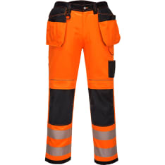 Portwest T501 orange/black Short hivis hanging pocket work pants
