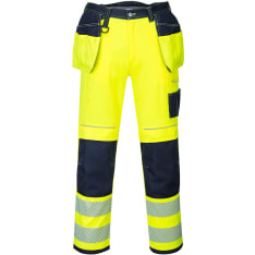 Portwest T501 yellow/blue Short hivis hanging pocket work pants