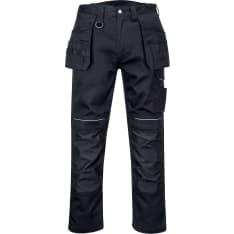 Portwest PW347 black cotton hanging pocket work trousers