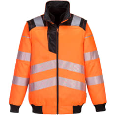 Portwest PW302 orange/black hi-vis 3-in-1 pilot jacket