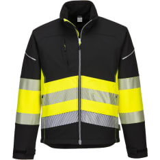 Portwest PW375 black/yellow Hi-Vis class 1 softshell jacket