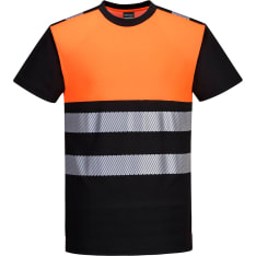 Portwest PW311 Black/Orange Hi-Vis T-Shirt