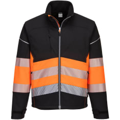 Portwest PW375 musta/oranssi Hi-Vis luokka 1 softshell takki