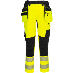 Portwest DX454 Hi-Vis Craft kelta/musta riipputaskuhousut