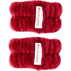 Brushworks Microfibre Wrist Wash Bands Red 2 pcs