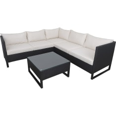Pohjola Garden Heini 5–6 person corner sofa set black/beige