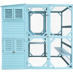 Pohjolan Lemmikkitarvike 195x91x176 cm light blue cat house with outdoor run