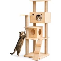 Pohjolan Lemmikkitarvike wooden cat tree with two dens 143 cm
