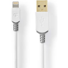 Nedis valkoinen USB - Lightning kaapeli