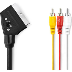 Nedis CVGP31130BK10 SCART Uros-3x RCA male 1.00 m SCART cable