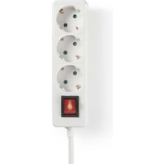Nedis grounded 3-way 1.5m white extension cord with on/off switch