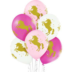 Golden unicorn balloon 6 pcs