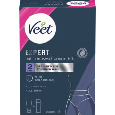 Veet Expert Full Bikini Hair Removal Kit 2x50 ml ihokarvanpoistosetti