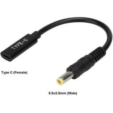CoreParts MBXUSBC-CO0005 kaapelin sukupuolenvaihtaja USB C 5.5 x 2.5 mm Musta