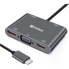 Sandberg USB-C Dock 2xHDMI+1xVGA+USB+PD docking station