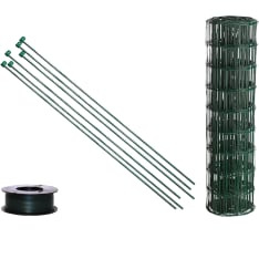 Hortus package: 10x10 cm/90 cm green garden fence with brush steel posts