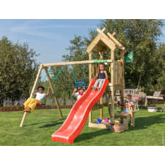 Jungle Gym Totem, Swing Module, punainen liukumäki, leikkitorni