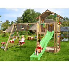 Jungle Gym Chalet 2.1, Swing Module Xtra, green slide, play tower