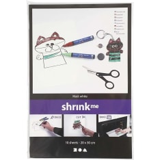 Shrink Plastic Sheets, Matt white, 20x30 cm, thickness 0,3 mm, 10 sheet/ 1 pack