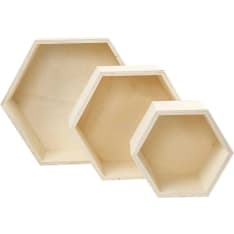 Storage Boxes, hexagonal, H: 14,8+19+24,2 cm, D: 10 cm, 3 pc/ 1 set