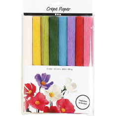 Crepe Paper, standard colours, 25x60 cm, Crêpe ratio: 180%, 105 g, 8 sheet/ 1 pack