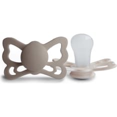 FRIGG Butterfly Anatomical Silicone 2-Pack Pacifiers Portobello/Cream