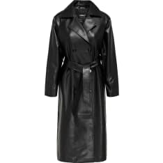 Only Onlbina naisten keinonahkainen pitkä trenssi