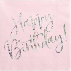 Happy Birthday vaaleanpunainen suuri lautasliina
