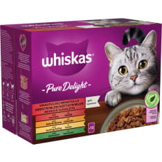 Whiskas 1+ Pure Delight 12 x 85 g meheviä suikaleita hyytelössä kissan märkäruoka
